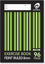 EXERCISE BOOK OLYMPIC A4 8MM RULED 96PG FEINT
