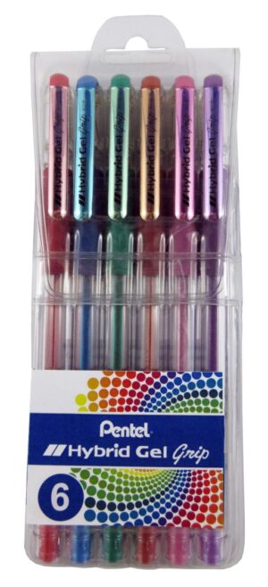 SP- PEN PENTEL RB HYBRID K118M GEL GRIP METALLIC ASST WLT6