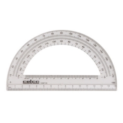 PROTRACTOR CELCO 15CM 180 DEG HALF CIRCLE CLEAR