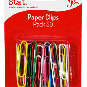 PAPER CLIPS STAT 50MM LGE MULTI COLOUR PK50