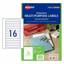 SP- LABEL AVERY L7674 145X17MM MULTI-PURPOSE 16UP WHITE PK25