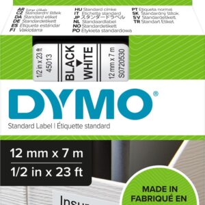 LABEL TAPE DYMO D1 12MMX7M 45013 BLACK ON WHITE