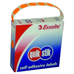 LABEL QUIK STIK DISP 14MM FLUORO ORANGE DOT 700/ROLL