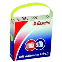 LABEL QUIK STIK DISP 14MM FLUORO YELLOW DOT 700/ROLL