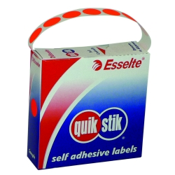 LABEL QUIK STIK DISP 14MM FLUORO RED DOT 700/ROLL