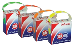 LABEL QUIK STIK DISP 24MM FLUORO RED DOT
