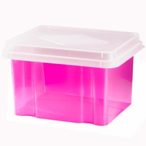 STORAGE BOX ITALPLAST 32L TINTED PINK BASE/CLEAR LID