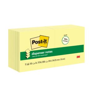 NOTES POST-IT R330RP-12YW 76X76MM POP-UP RECYCLED CANARY YELLOW PK12