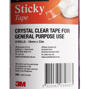 TAPE STICKY SCOTCH 502 18MMX33M TOWER PK8