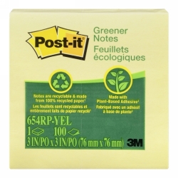NOTES POST-IT 654-RP 76X76 RECY YELLOW