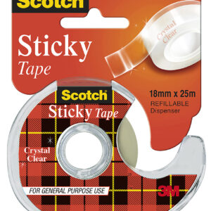 TAPE STICKY SCOTCH 502 18MMX25M ON DISPENSER H/SELL