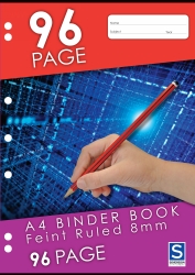 BINDER BOOK SOVEREIGN A4 8MM RULED 96PG*