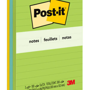 NOTES POST-IT 660-3AU 98MMX149MM ULTRA LINED ASST PK3