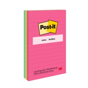 POST- IT NOTES 660-3AN 101X152 CAPETOWN LINED ASSTD PK3
