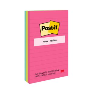 POST- IT NOTES 660-3AN 101X152 CAPETOWN LINED ASSTD PK3