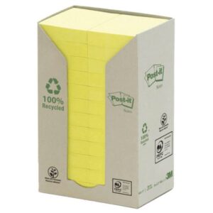 POST- IT NOTES 653-1RTY 38MMX51MM 100% RECY YELLOW BX24