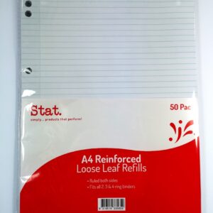 LOOSE LEAF REINFORCED REFILLS STAT A4 RULED PK50