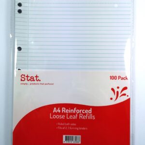 LOOSE LEAF REINFORCED REFILLS STAT A4 RULED PK100
