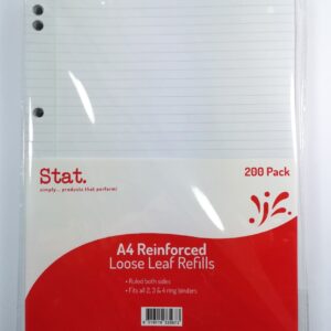 LOOSE LEAF REINFORCED REFILLS STAT A4 RULED PK200