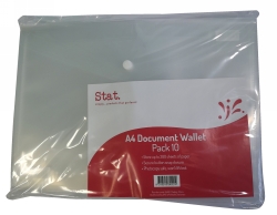 DOCUMENT WALLET STAT A4 PP W/BUTTON CLEAR SINGLE*