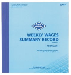 WAGE BOOK ZIONS SUMMARY RECORD WWH