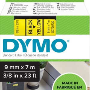 LABEL TAPE DYMO D1 9MMX7M BLACK ON YELLOW