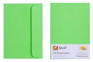 ENVELOPE QUILL C6 80GSM LIME PK25