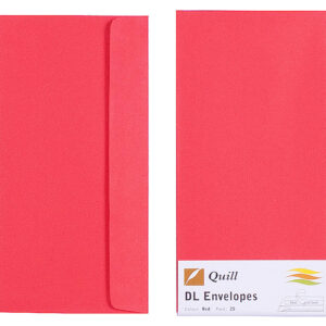 ENVELOPE QUILL DL 80GSM RED PK25