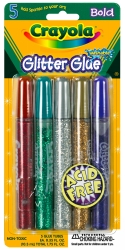 GLITTER GLUE CRAYOLA RED,GREEN,SILVER,GOLD,BLUE