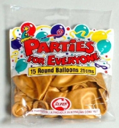 BALLOONS ALPEN 25CM GOLD 15'S
