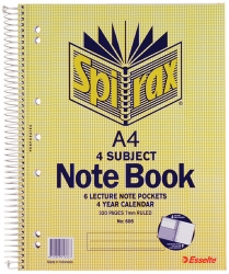 NOTEBOOK SPIRAX 606 4 SUBJECT A4 S/O 320 PAGES