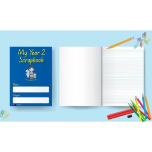 My Year 2 Scrapbook (blue) full blank page/full red/blue lined paper 330mm x 240mm