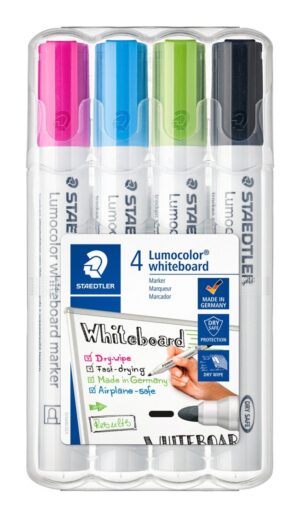 STAEDTLER WHITEBOARD MARKERS LUMOCOLOR BULLETASST BRIGHTS WLT4