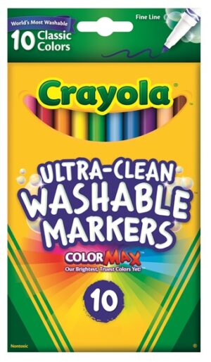 MARKER CRAYOLA WASHABLE FINELINE CLASSIC COLOURS PK10