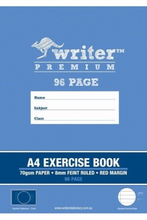 EXERCISE BOOK WRITER PREMIUM A4 8MM FEINT RULED + MARGIN CIRCLE 96PG