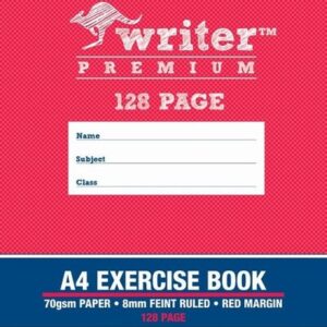WRITER PREMIUM A4 8MM RULED + MARGIN SQUARE 128PG*