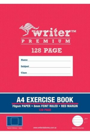 WRITER PREMIUM A4 8MM RULED + MARGIN SQUARE 128PG*