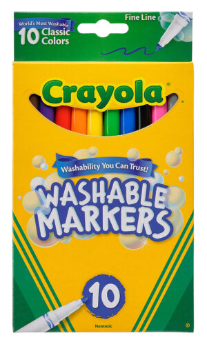 MARKER CRAYOLA WASHABLE FINELINE CLASSIC COLOURS PK10