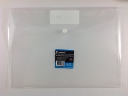 DOCUMENT WALLET PROTEXT A4 PP BUTTON CLOSURE CLEAR WITH NAME
