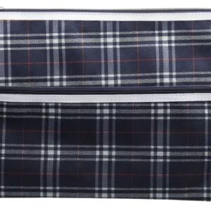 PENCIL CASE 38X27CM 2 ZIP EX LRG TARTAN ASSORTED